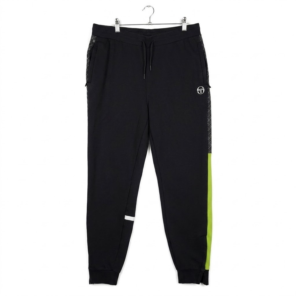 Sergio Tacchini Mens Athleisure Gorpcore Jogger Pants XL Black Neon Green Stripe